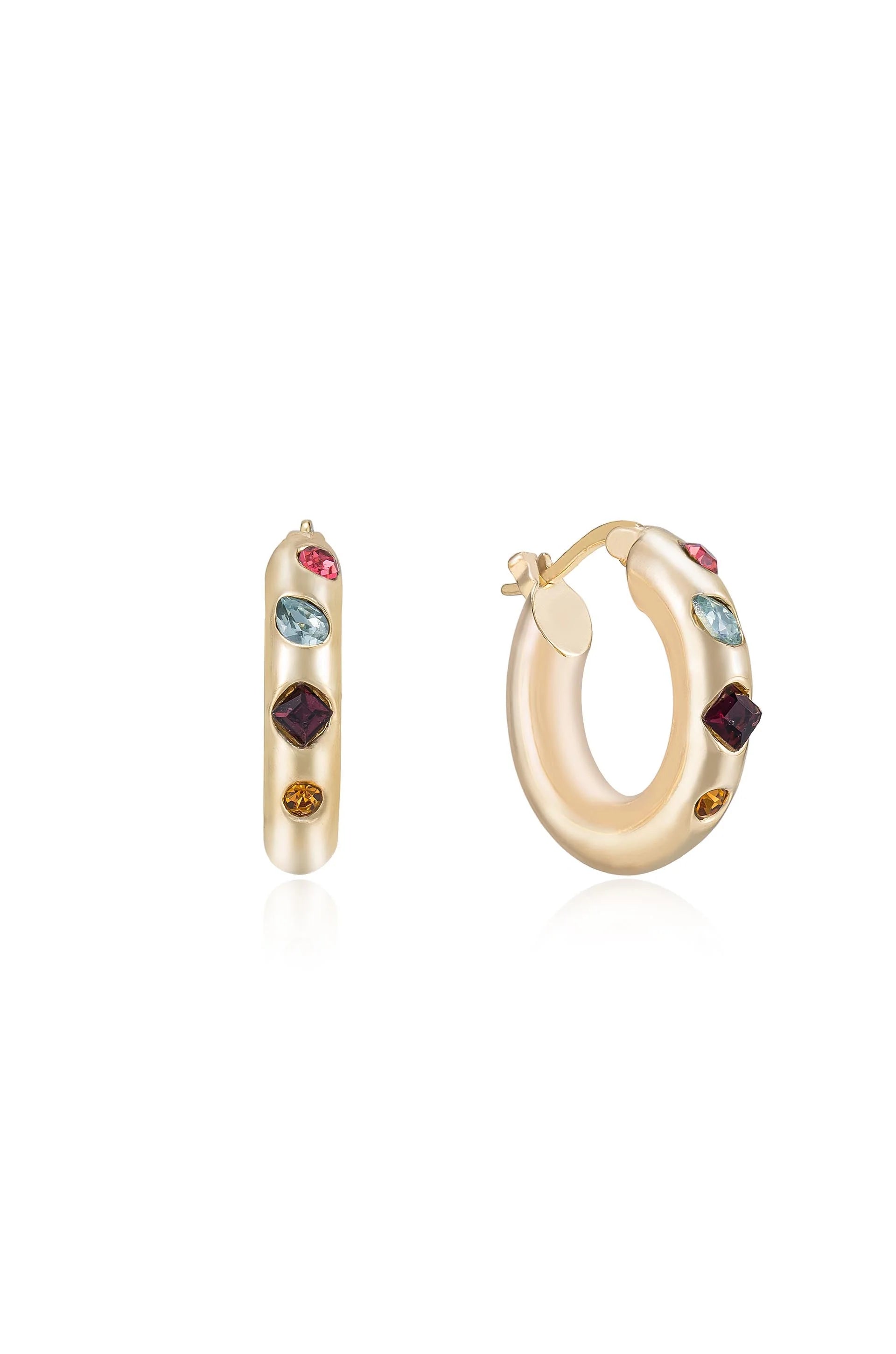 Lively Rainbow Crystal Hoop Earrings