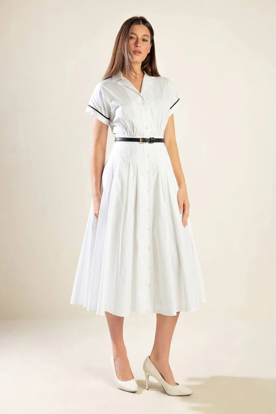 EXQUISITE POISE WOVEN MIDI DRESS