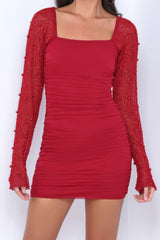 Athena Pearl Sleeve Mini - Deep Red