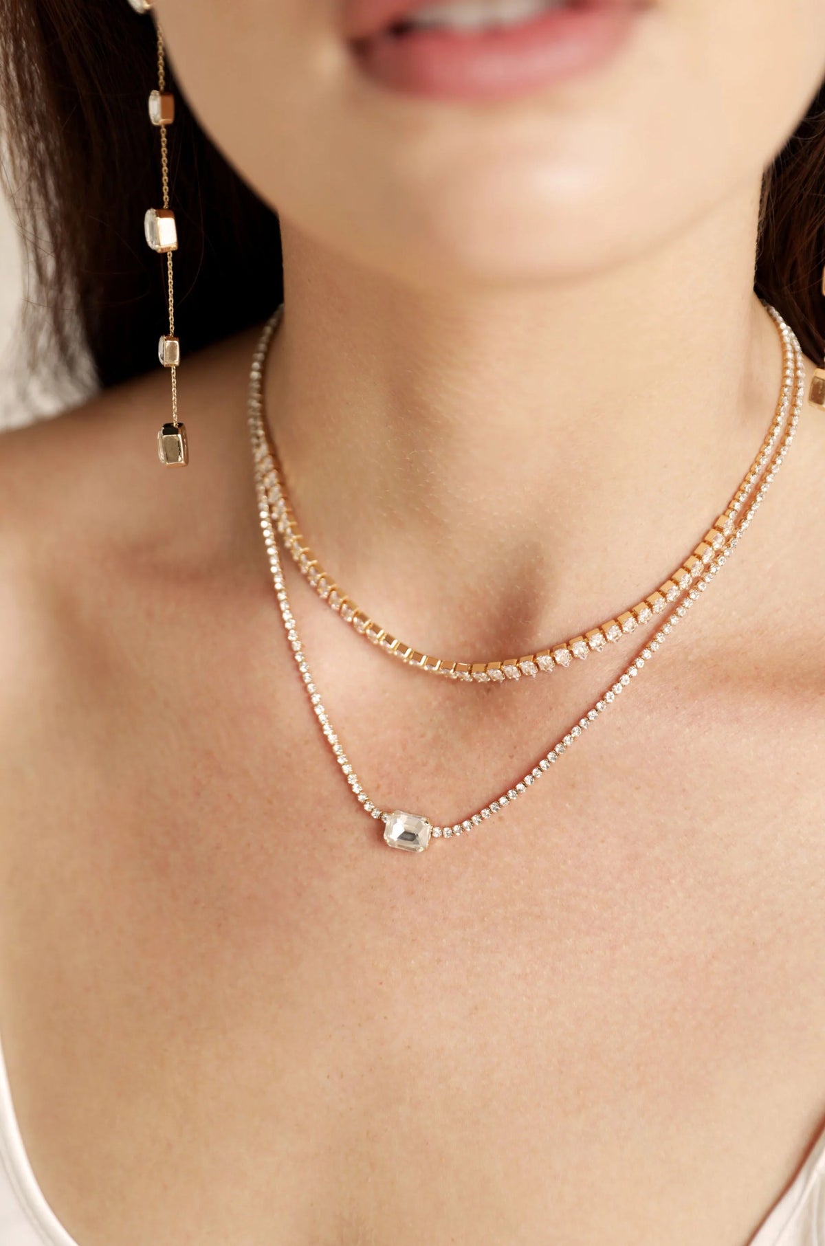 Double Layer Crystal Shine Necklace