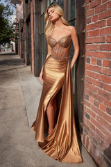 Olympia Gown - Strapless Crystal Satin Gown