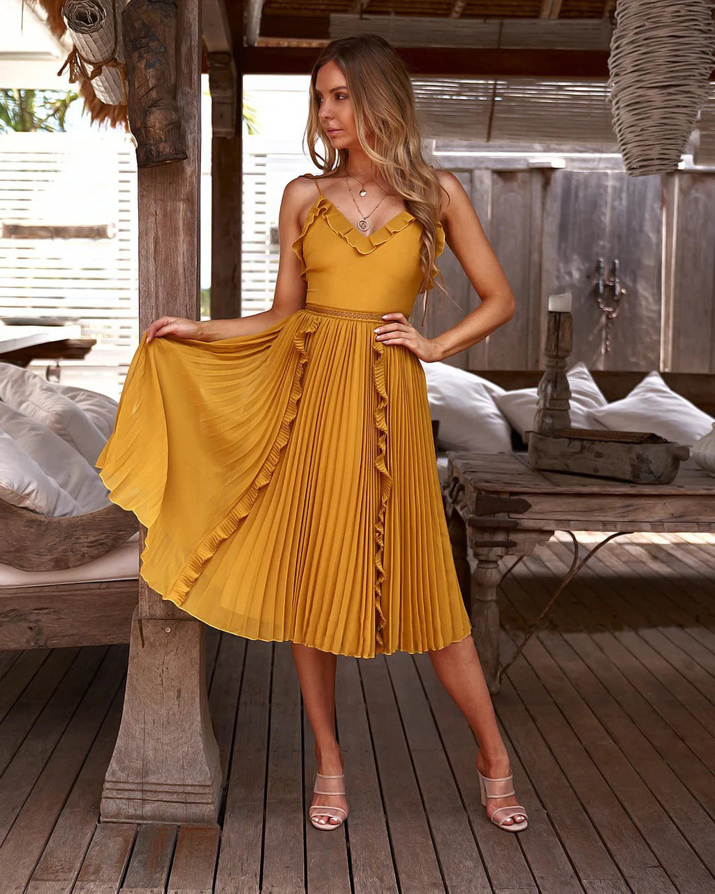 Maia Midi Dress- Mustard - FINAL SALE