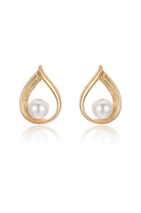 Golden Teardrop and Pearl Earrings