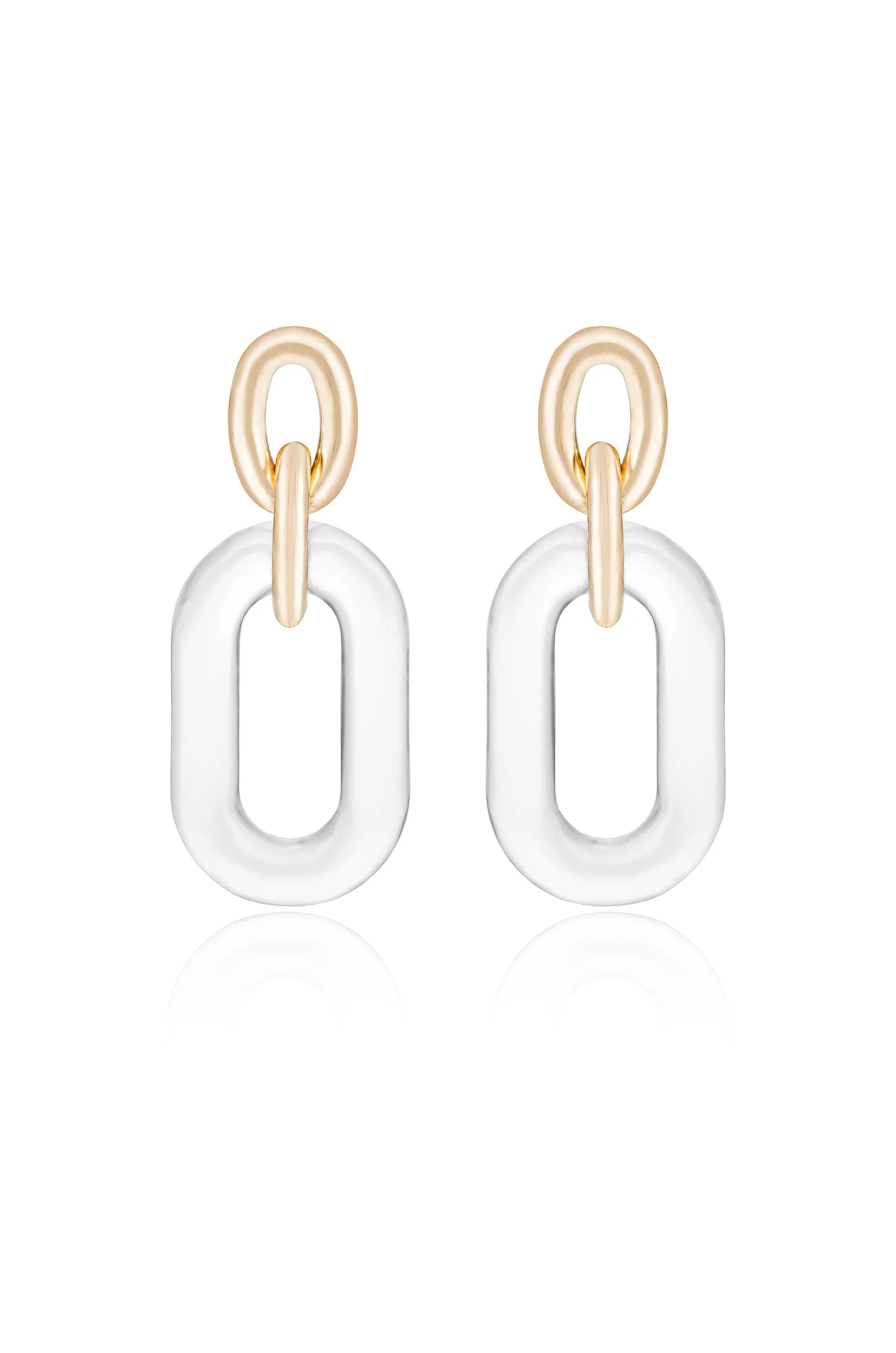 Clear Resin Paperclip Oval Earrings