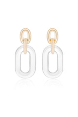 Clear Resin Paperclip Oval Earrings