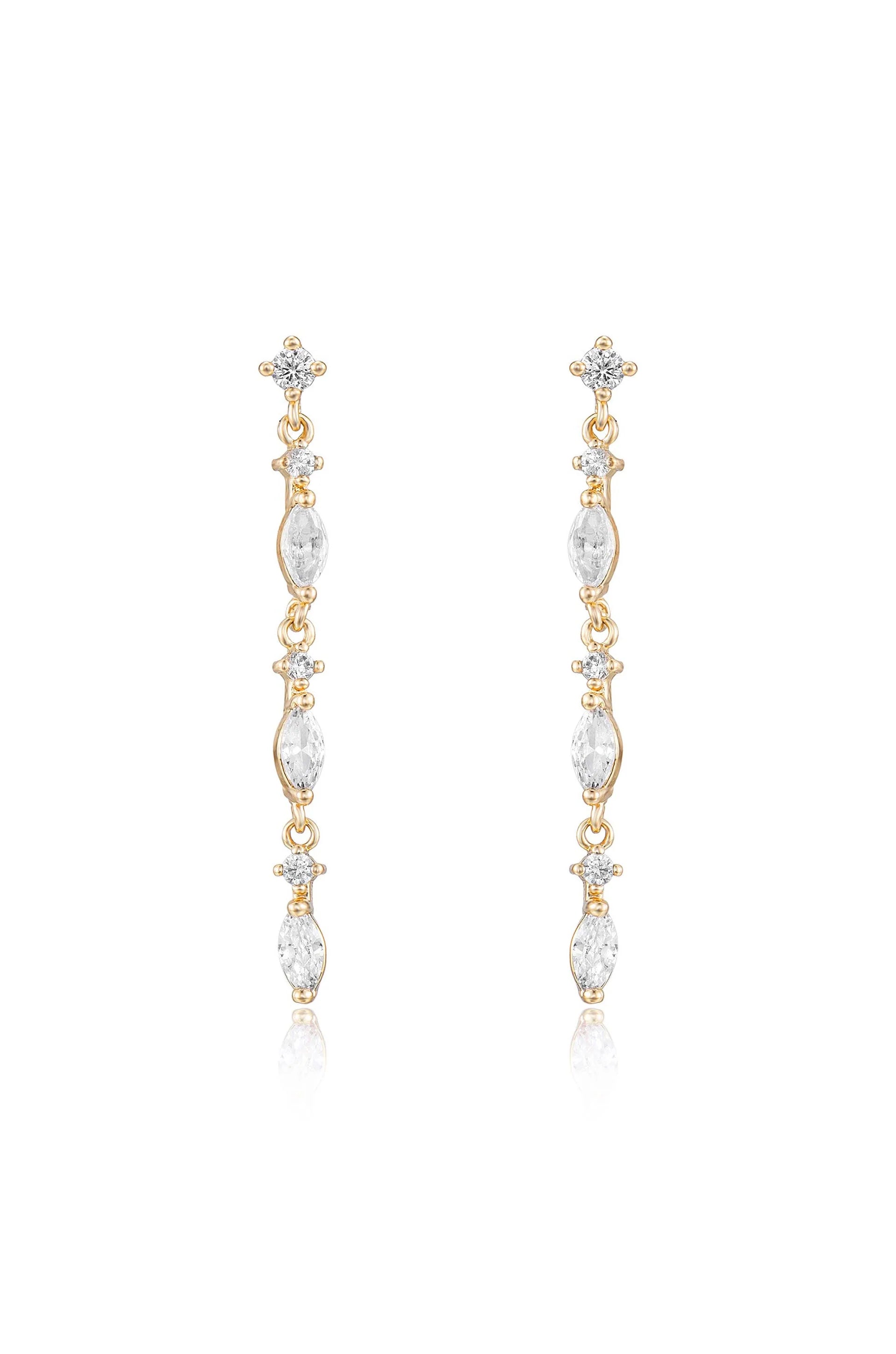 Dainty Linear Crystal Drop Earrings