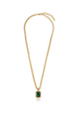 Emerald Stone Pendant Link Necklace