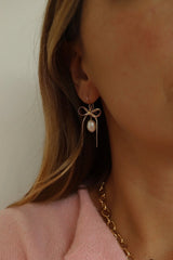 SLOANE RIBBON AND PEARL EARRINGS