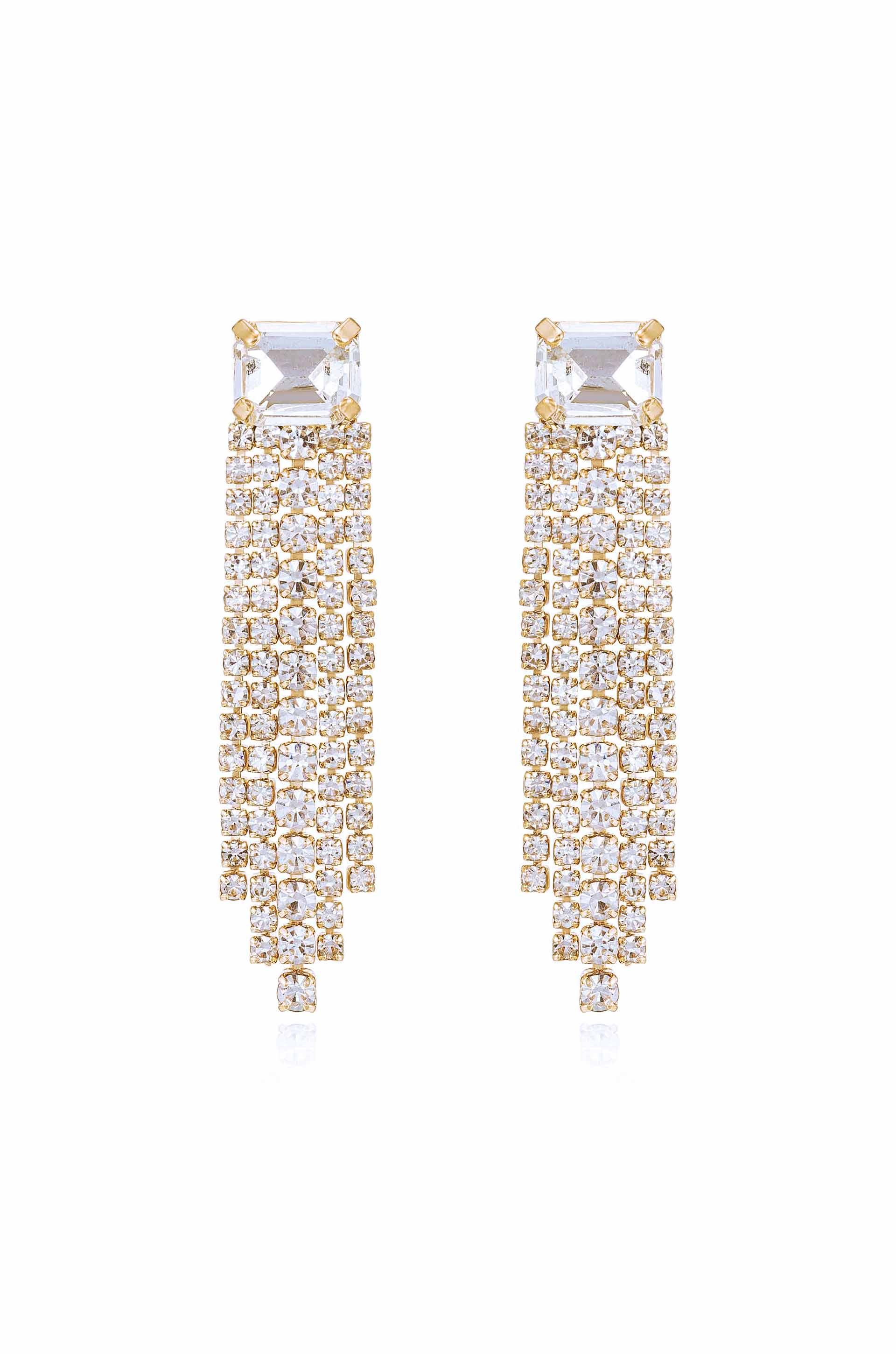 Formal Crystal Fringe Drop Earrings