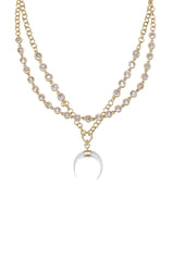 Crystal Dotted Horn Pendant Necklace Set