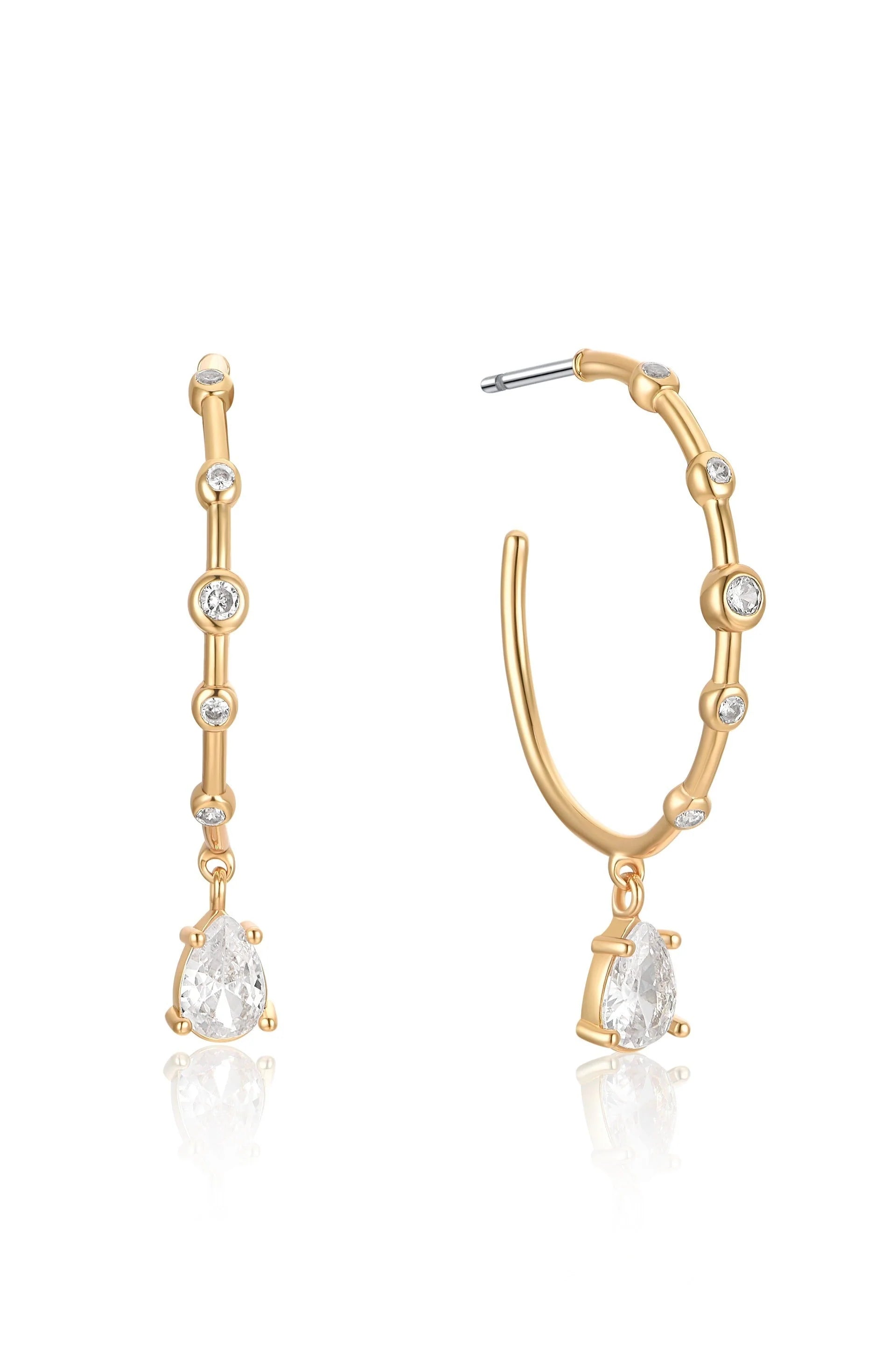 Delicate Crystal Charm Hoop Earrings