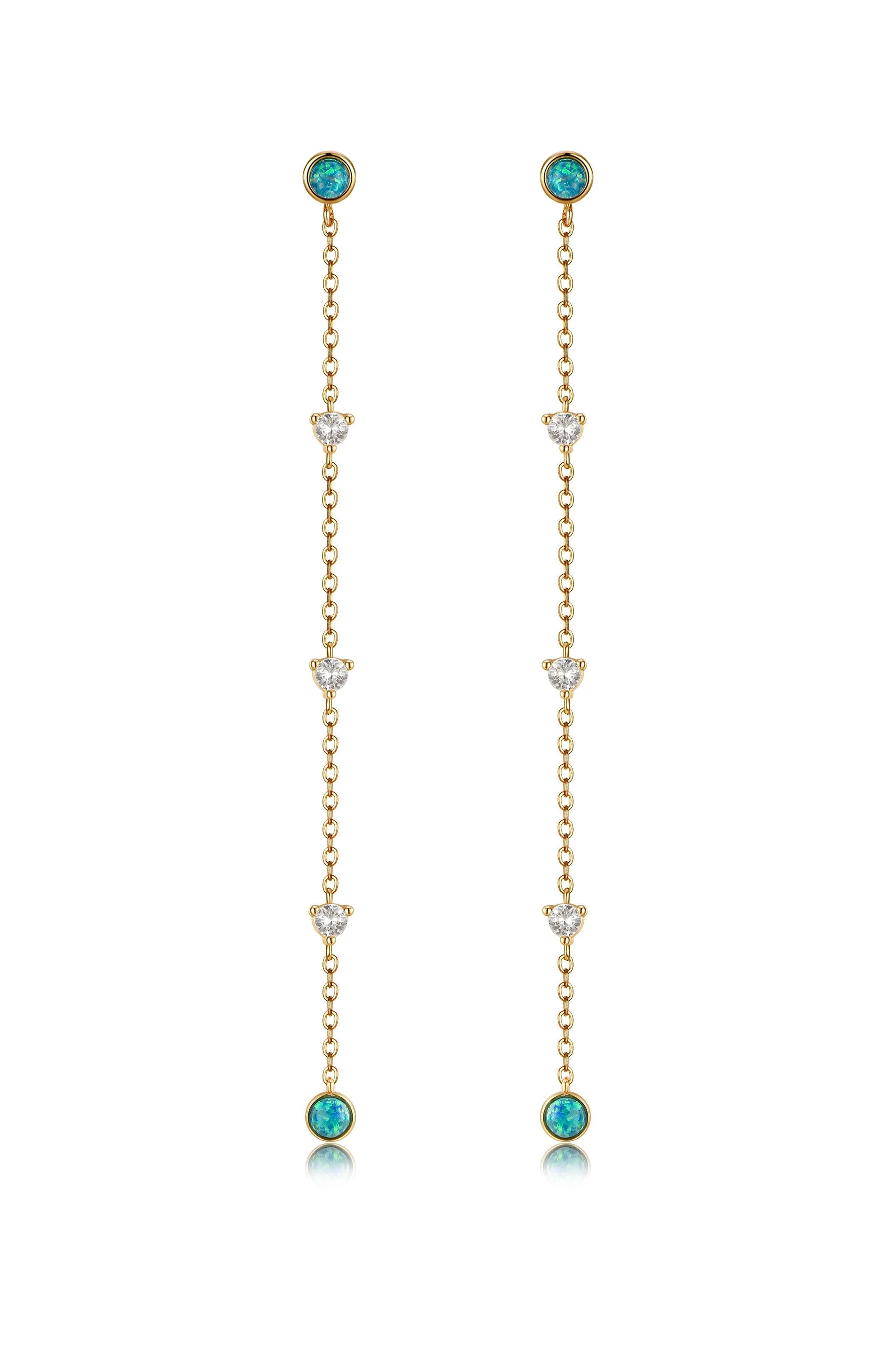 Green Kyocera Opal Drop Earrings