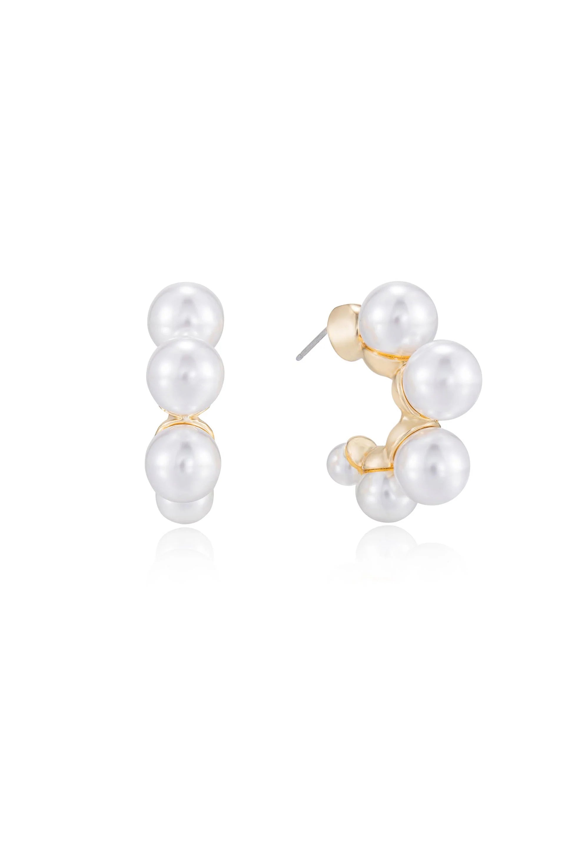 Five Pearls Hoop Earrings