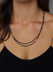 HEMATITE PETITE CRYSTAL DOUBLE WRAP NECKLACE