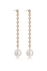 Crystal Chain Pearl Drop Earrings