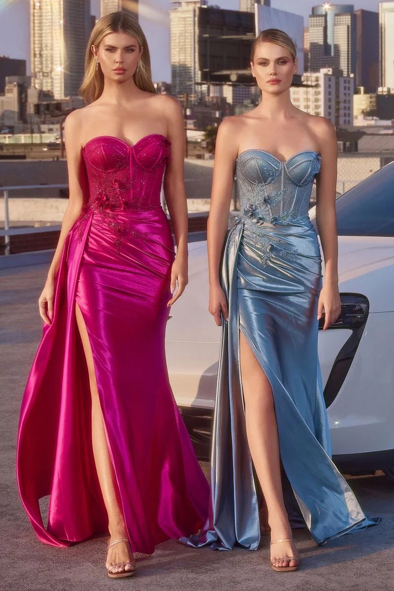 CANNES GOWN - STRAPLESS FITTED SATIN CORSET GOWN