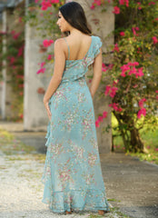 Size XS, Linnea Maxi Dress - Teal Floral - FINAL SALE