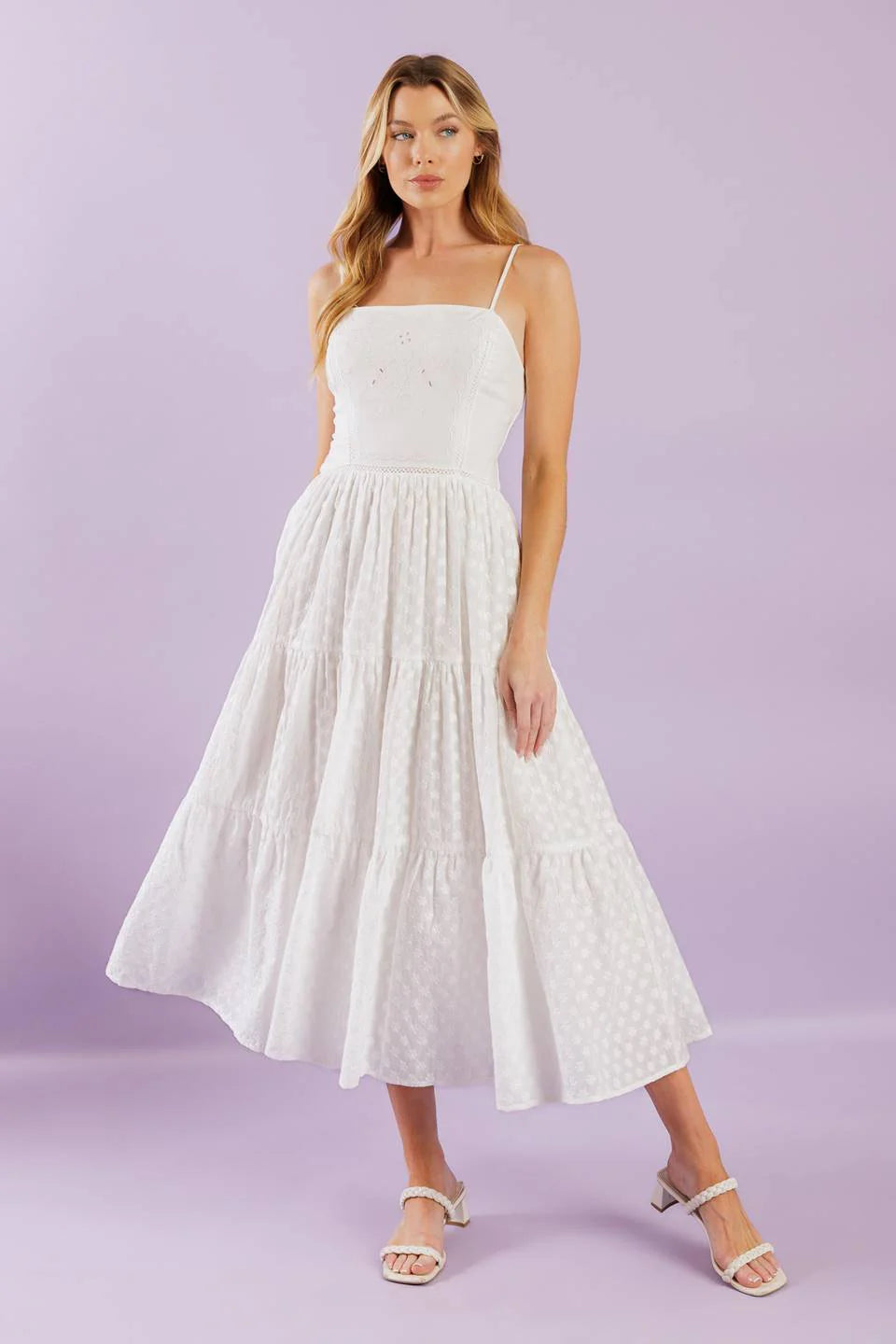 ENCHANTING MOMENTS WOVEN MIDI DRESS