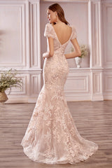 A1025 - Blossom Lace Puff Sleeve Gown - Andrea & Leo Couture