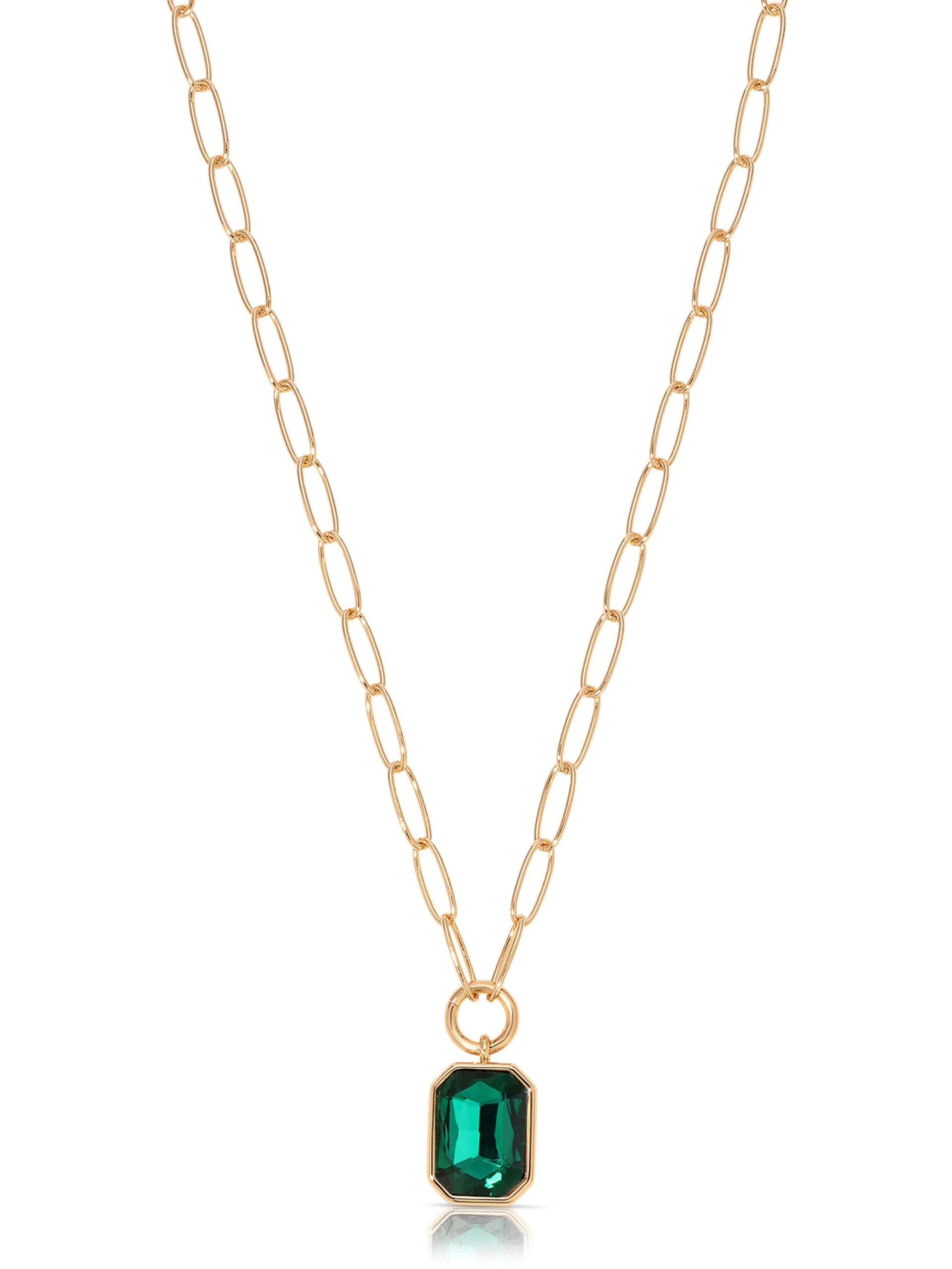 Emerald Deco Pendant Necklace