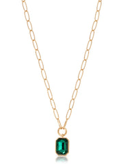 Emerald Deco Pendant Necklace