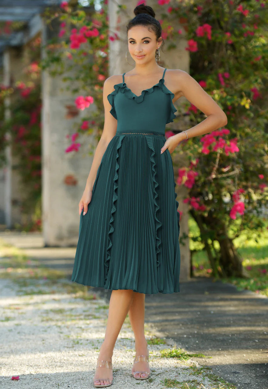 Size 4, Maia Midi Dress- Emerald - FINAL SALE