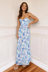 Lola Maxi Dress- Blue Floral