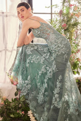 A1421 FOLIAGE BEADED LACE MERMAID GOWN - Andrea & Leo