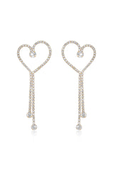 Crystal Heart Linear Drop Earrings