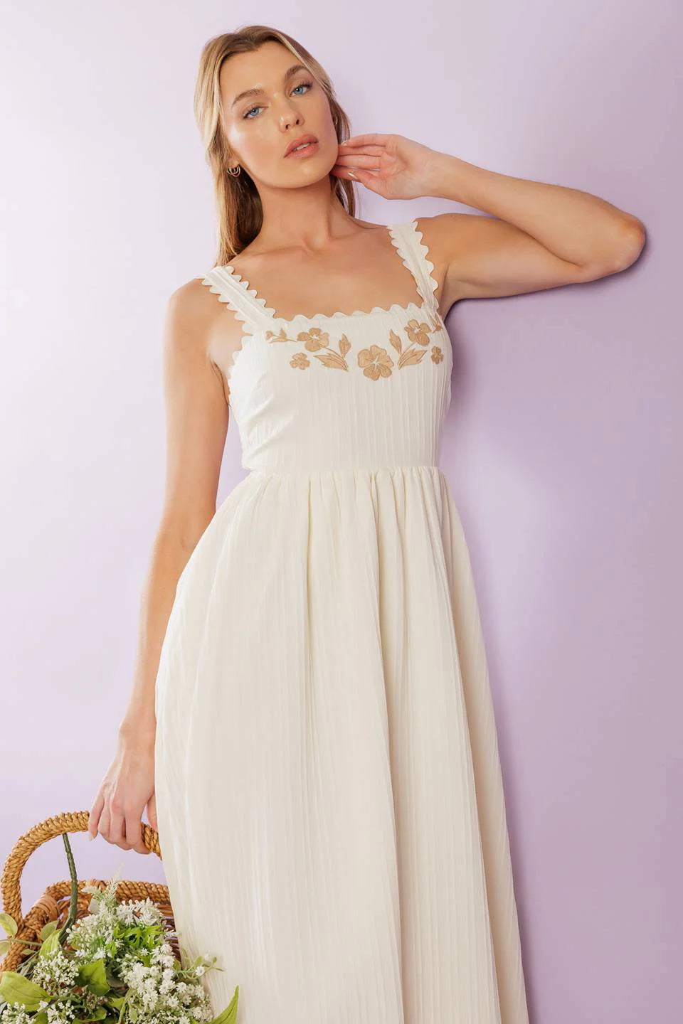 TOTAL CRUSH CREAM WOVEN MIDI DRESS