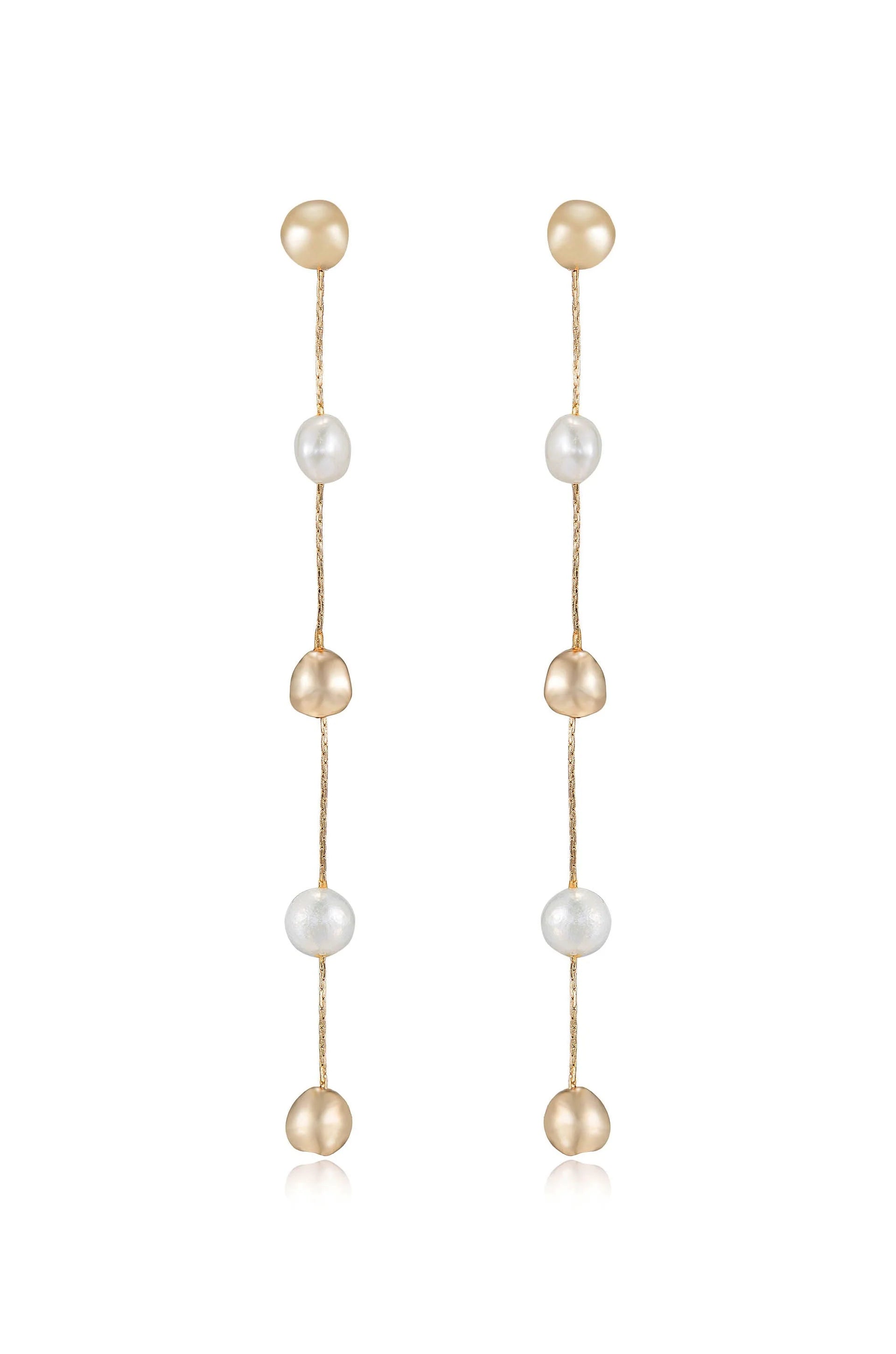 Alternating Freshwater Pearl Drop Earrings