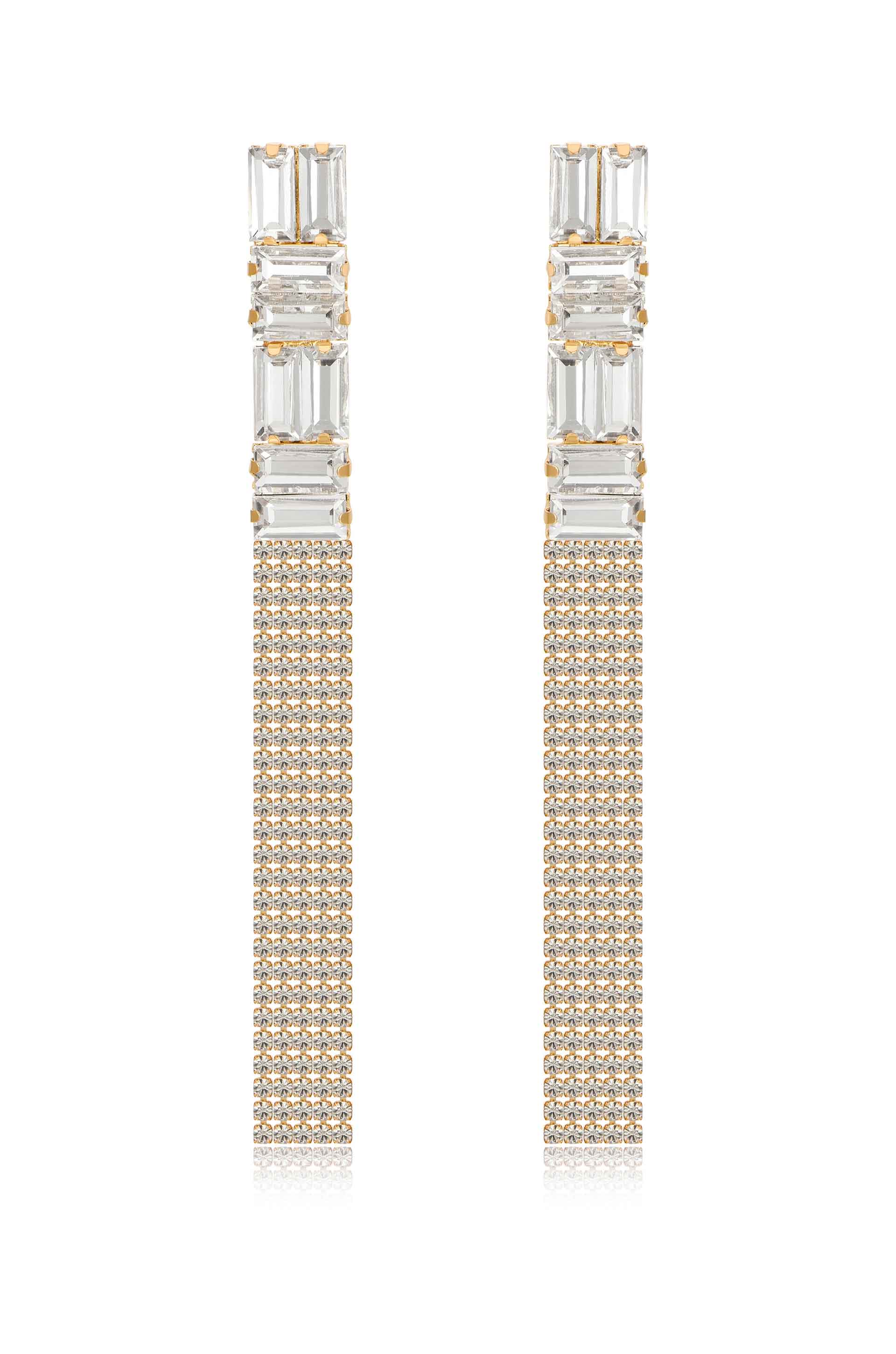 Art Deco Crystal Chain Dangle Earrings