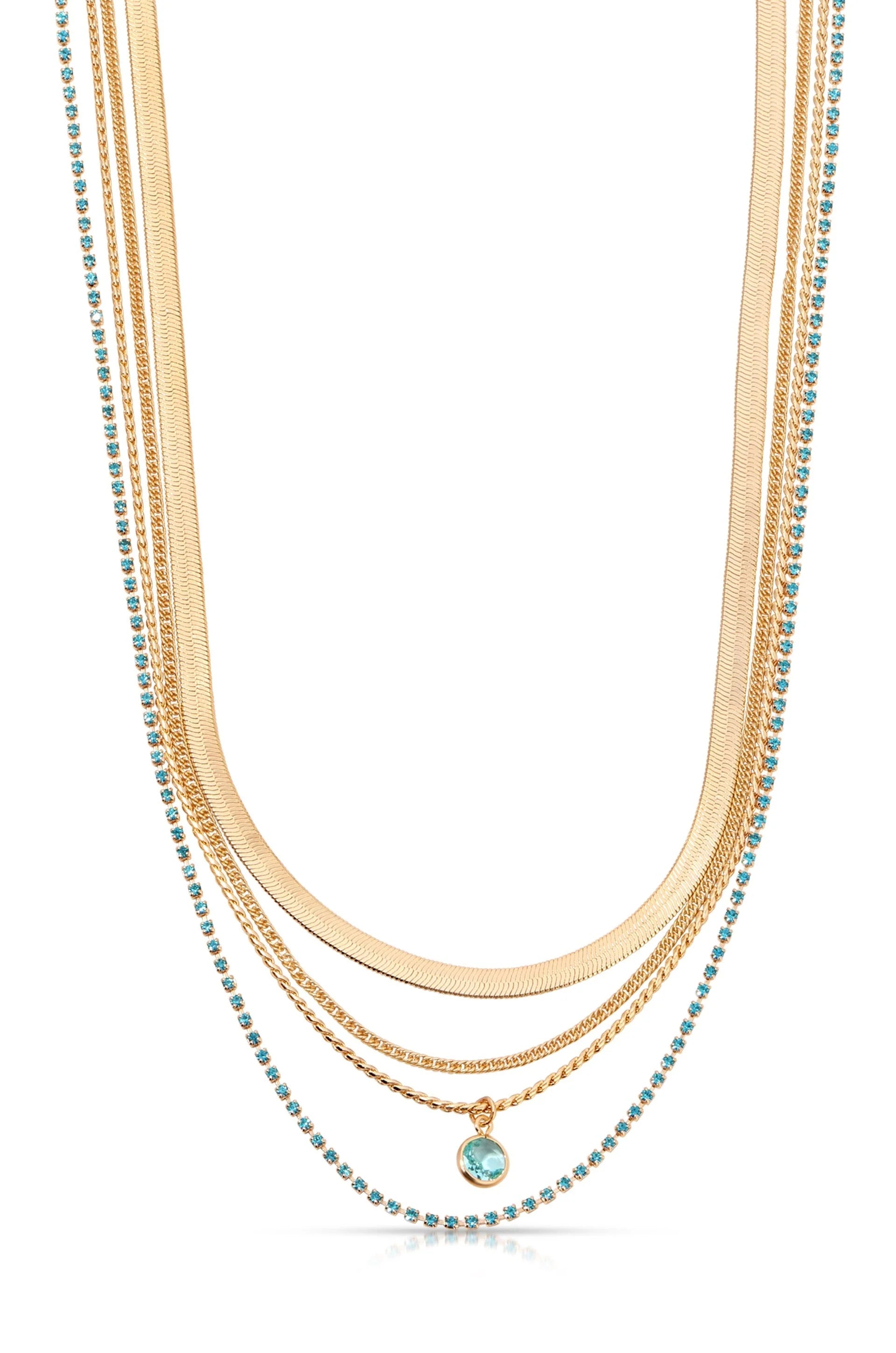 All the Chains Aqua Layered Necklace