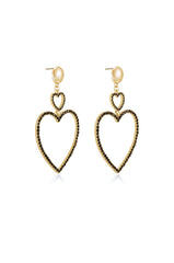 Double Heart Crystal Drop Earrings