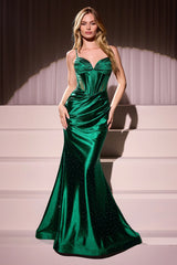 Dionysus Gown - Fitted Stretch Satin Hot Stone Dress