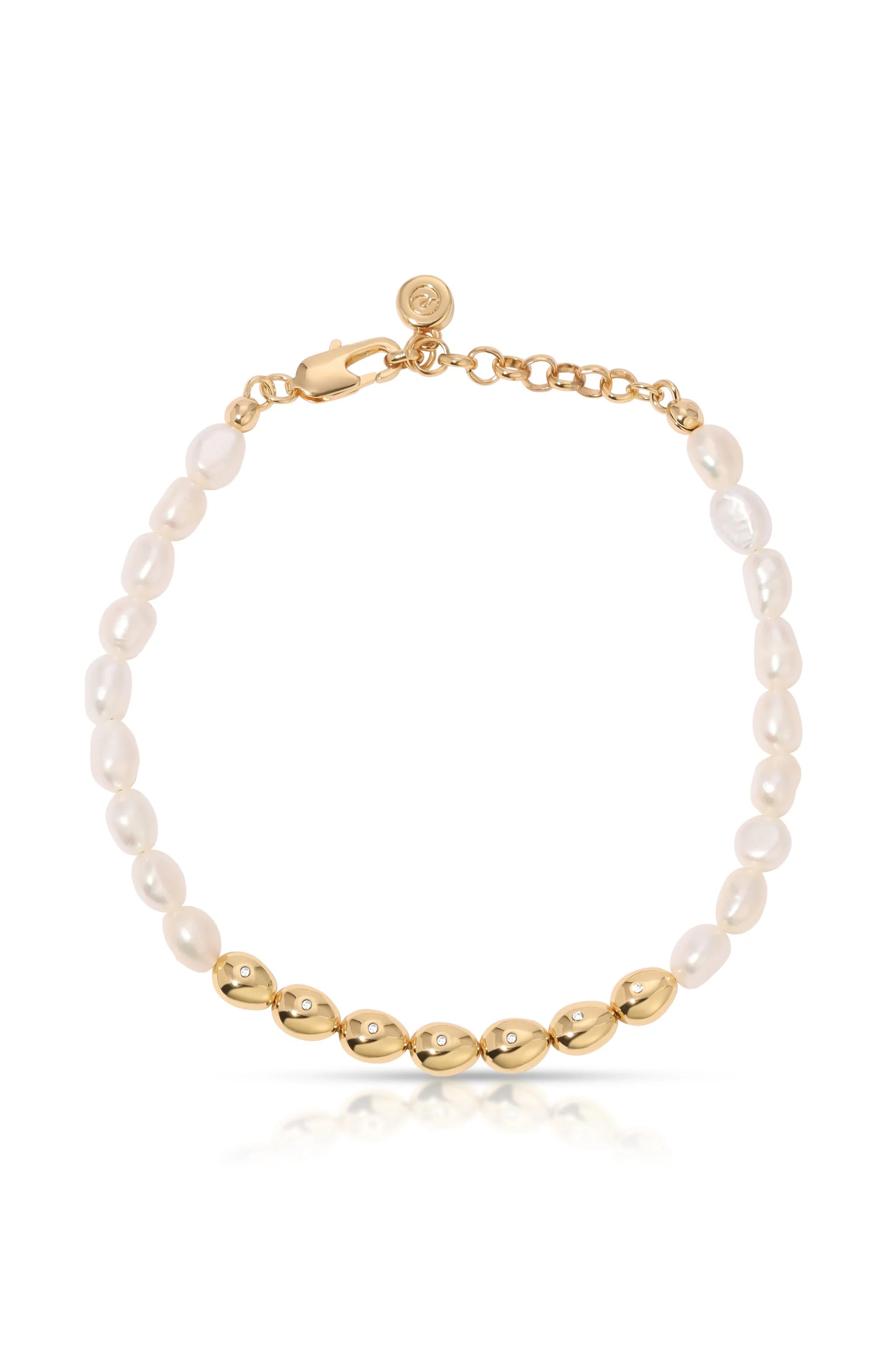 Freshwater Pearl Polished Pebble Bracelet