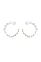 Chic Pearl And Crystal Open Circle Earrings