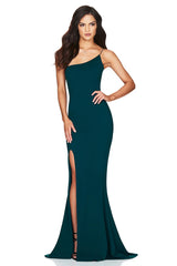 Jasmine One Shoulder Gown - TEAL - FINAL SALE