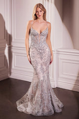 Circe Gown - Pearl & Lace-Embellished Fit & Flare Gown