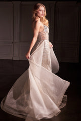 Cassiopeia Gown - Fit & Flare Crystal-Embellished Gown with Overskirt