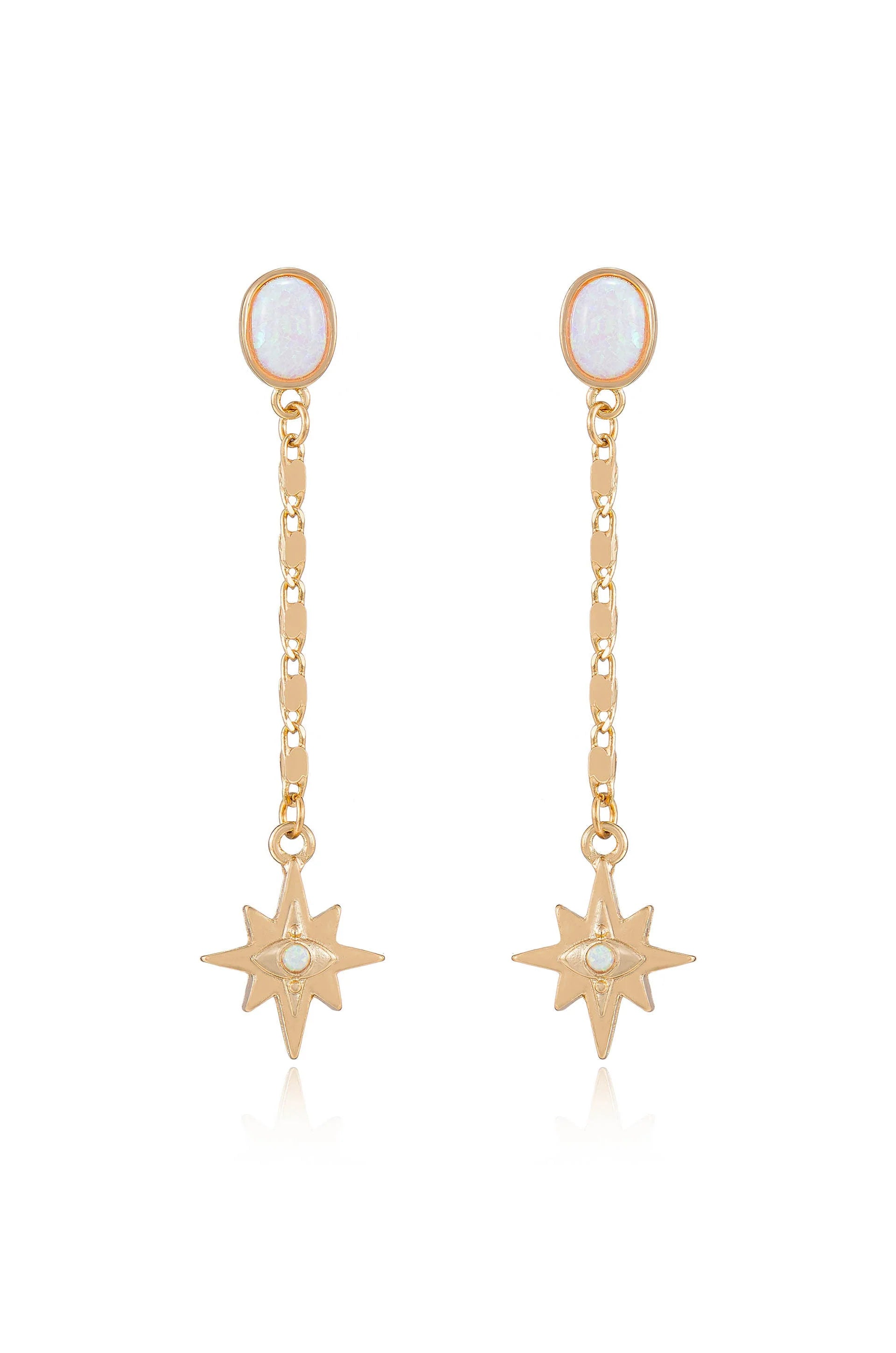 Celestial Opal Star Drop Earrings