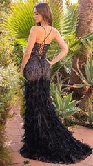 Feather Mermaid Gown - A1116 Black BY A&L