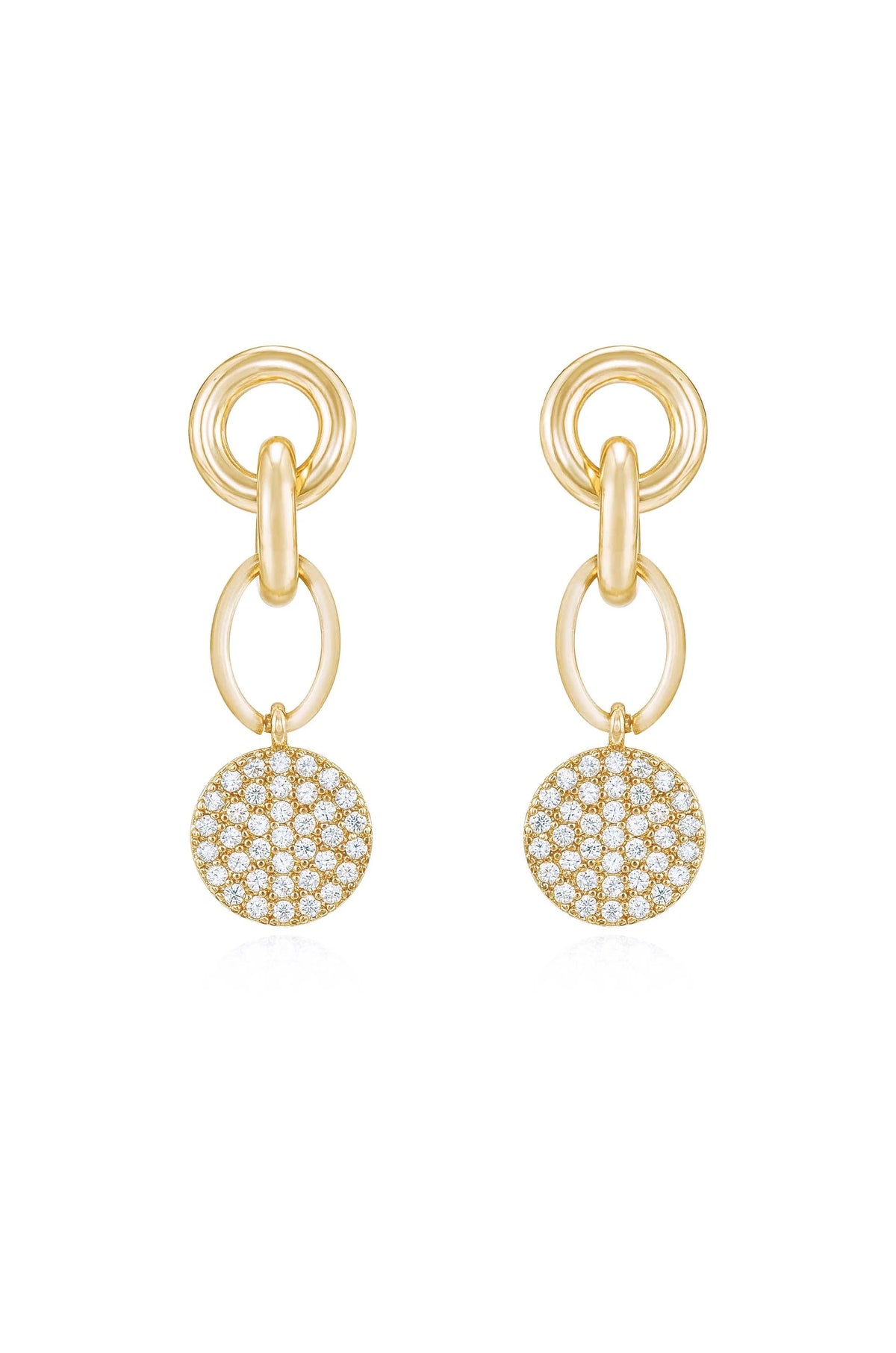 Dangle Crystal Disc Earrings