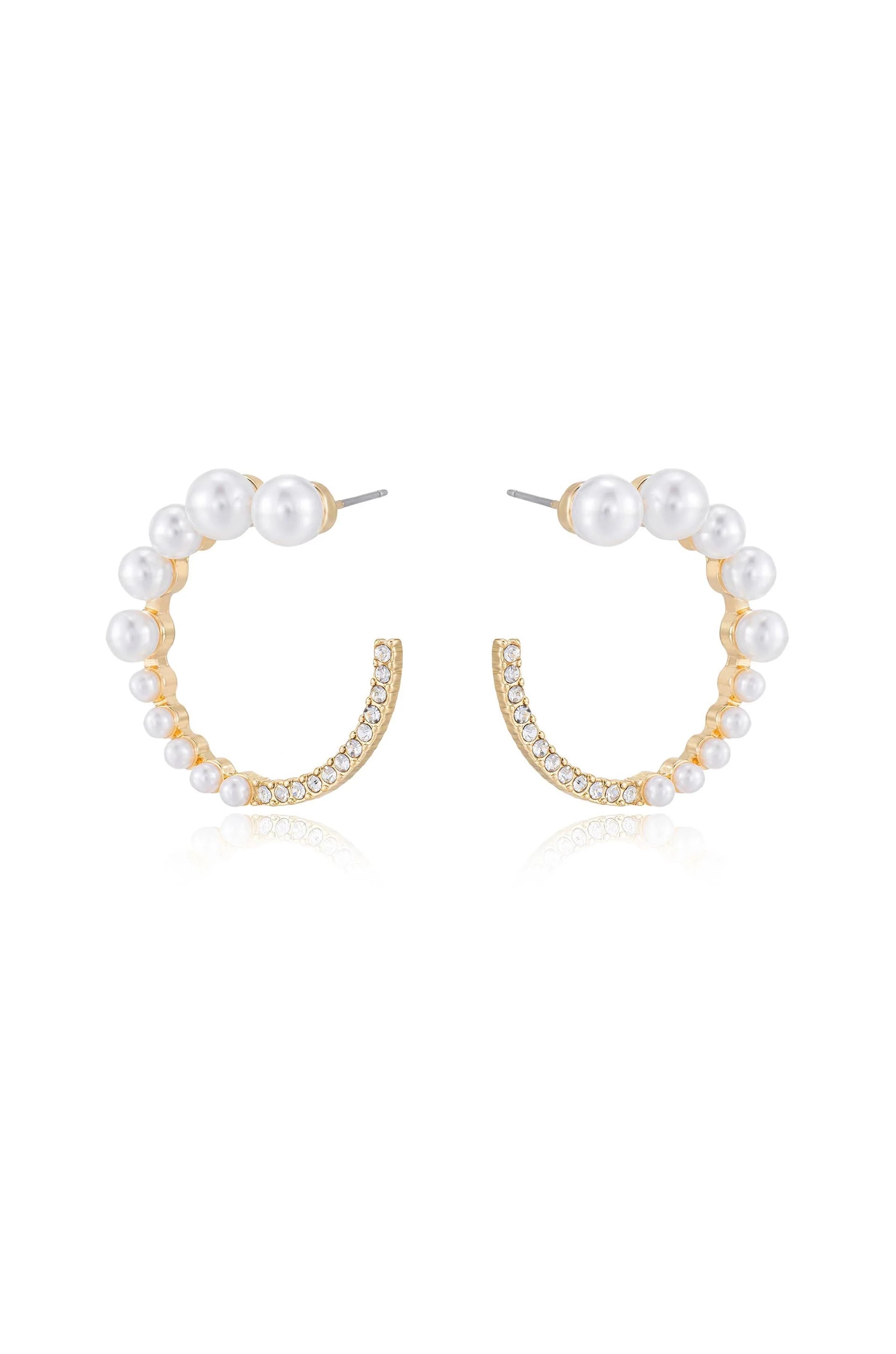 Chic Pearl And Crystal Open Circle Earrings