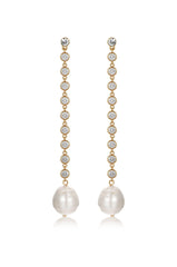 Crystal Chain Pearl Drop Earrings