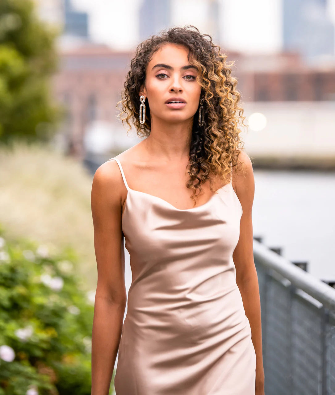 Aspen Midi Dress - Champagne Satin