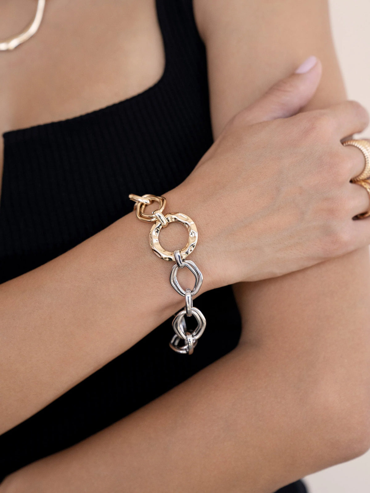 Mixed Metal Chain Link Bracelet