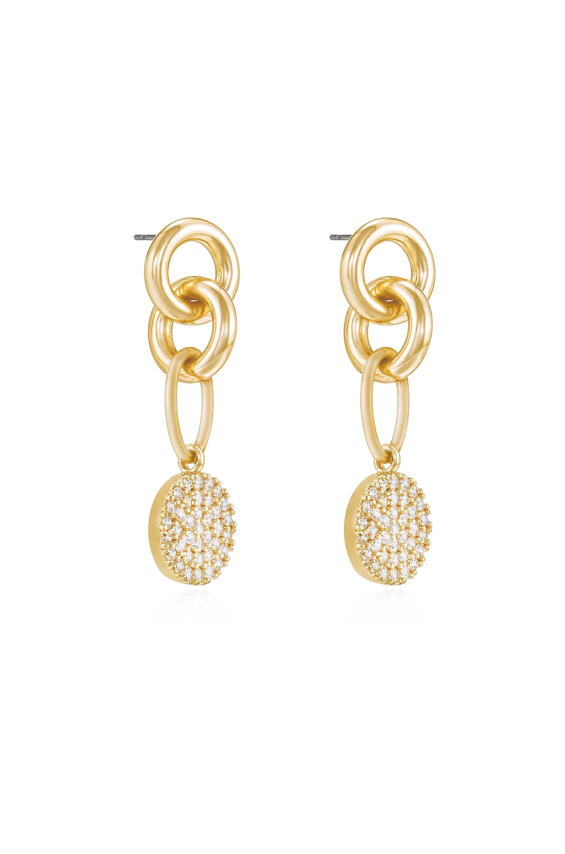 Dangle Crystal Disc Earrings