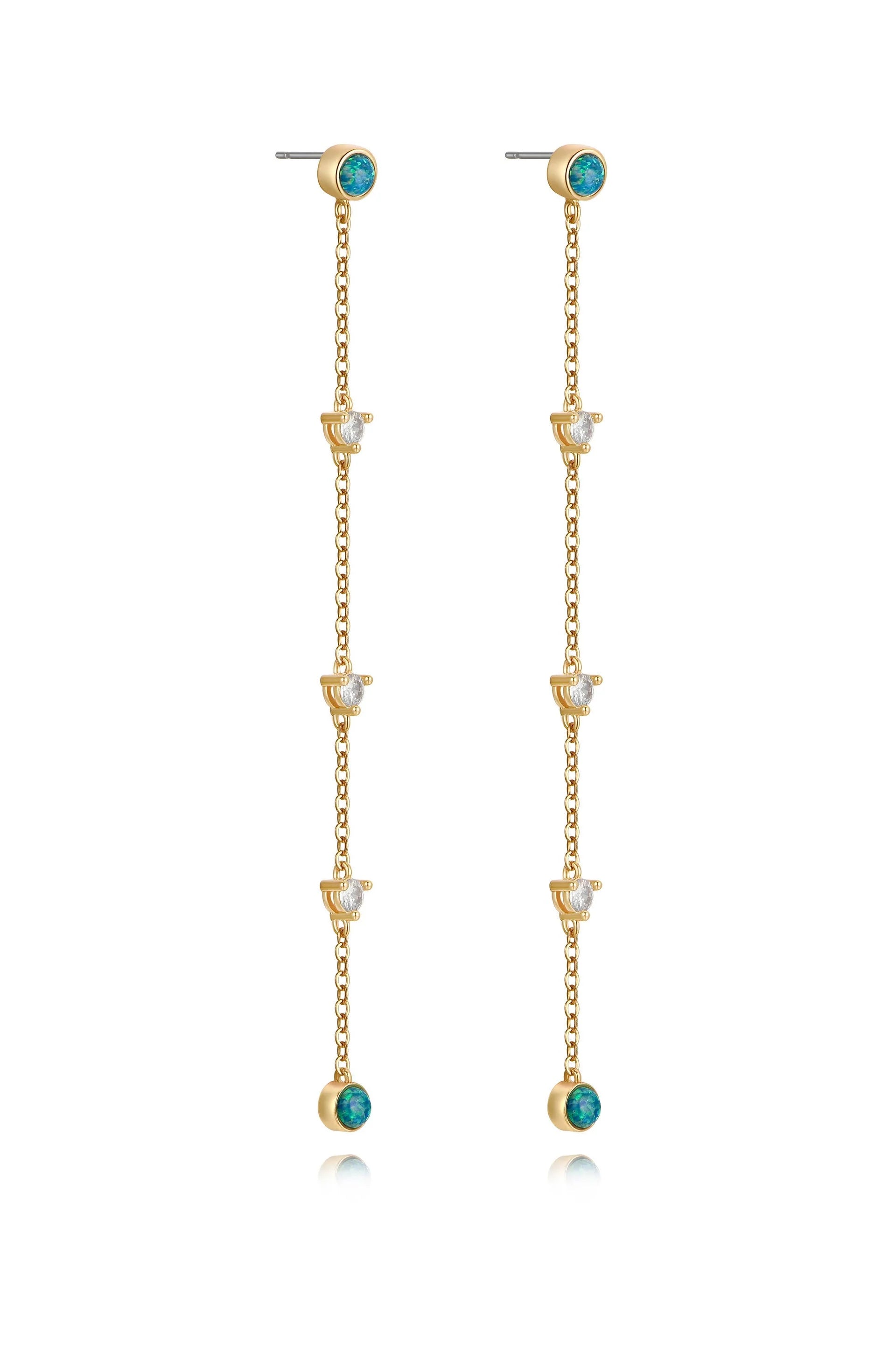 Green Kyocera Opal Drop Earrings