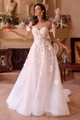 WL039-Strapless Floral Lace Bridal Ball Gown-Andrea & Leo